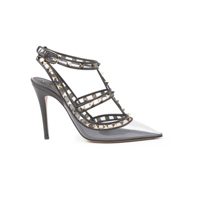 Rockstud Heels 10cm PVC  Transparent Ebano