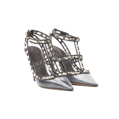 Rockstud Heels 10cm PVC  Transparent Ebano