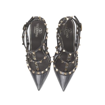 Rockstud Heels 10cm PVC  Transparent Ebano