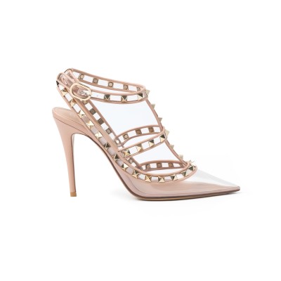 Rockstud Heels 10cm PVC Transparent Rose Cannelle