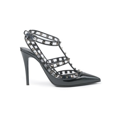 Rockstud Heels 10cm PVC Black Patent