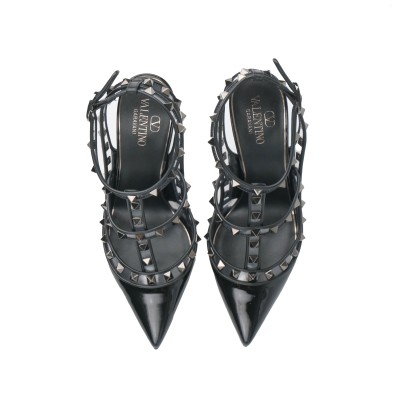 Rockstud Heels 10cm PVC Black Patent