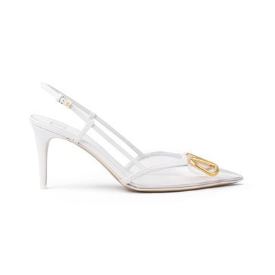 Vlogo Signature Slingback Pump Transparent Heel 8cm White