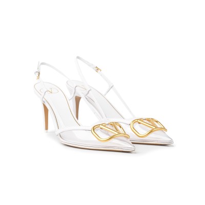 Vlogo Signature Slingback Pump Transparent Heel 8cm White