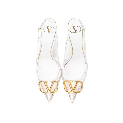 Vlogo Signature Slingback Pump Transparent Heel 8cm White