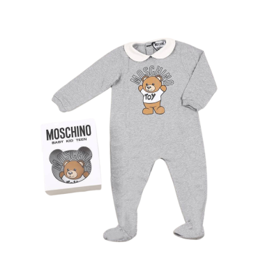 Baby Jersey Teddy Bear Logo in Grey Melange