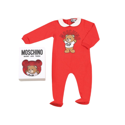 Baby Jersey Teddy Bear Logo in Red