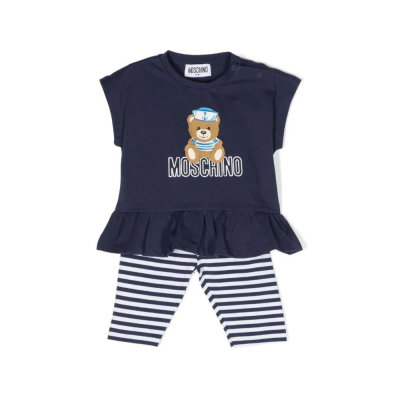 Baby 1Set Sailor Teddy Bear Tshirt And Leggings Blue Co-Ord