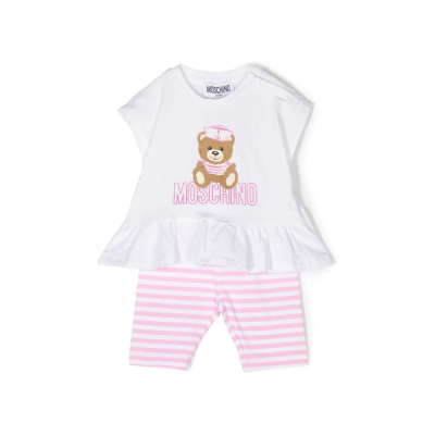 Baby 1Set Sailor Teddy Bear Tshirt And Leggings White Pink Co-Ord