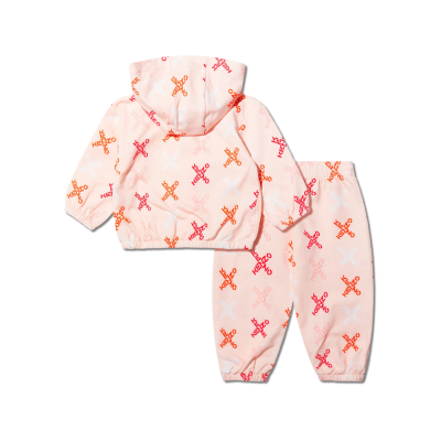 Kids 1 Set Hoodie And Pants Logo Monogram Pink