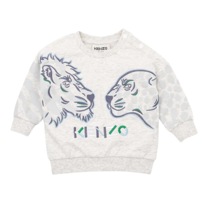 Kids Sweatshirt Lion And Tiger Grey Logo Multicolor