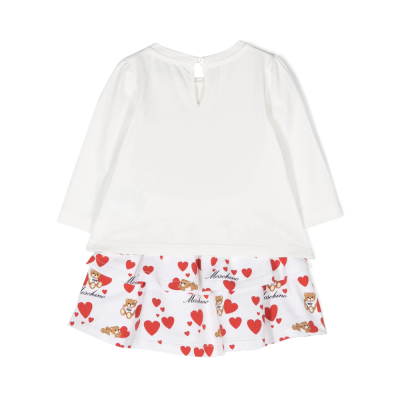 Baby 1Set Tshirt Longsleeve And Skirt Teddy Bear Heart White Red