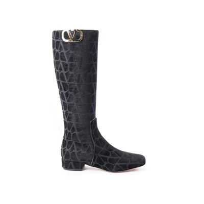 Vlogo Type Boot In Toile Iconographe Heels 3cm in Black SHW