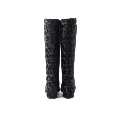 Vlogo Type Boot In Toile Iconographe Heels 3cm in Black SHW