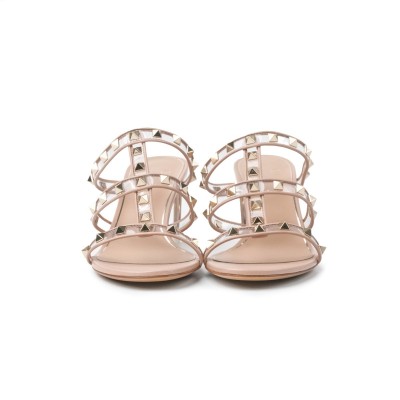 Chunky Sandal In Polymer Material With Plexi Heel 6cm Rose Canelle