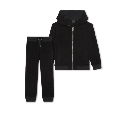 Kids One Set 4G Jacket With Zipper And Jogger Pants Black Velvet