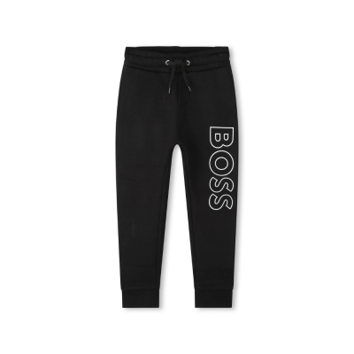 Kids 1Set Hoodie Zipper And Pants Black Logo White