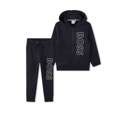 Kids 1Set Hoodie Zipper And Pants Navy Logo White