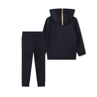 Kids 1Set Hoodie Zipper And Pants Navy Logo White