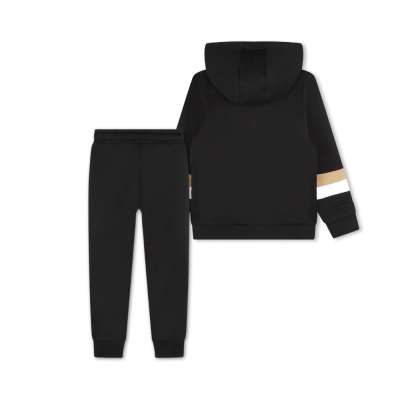 Kids 1Set Hoodie Zipper And Pants Black Stripe Multicolor