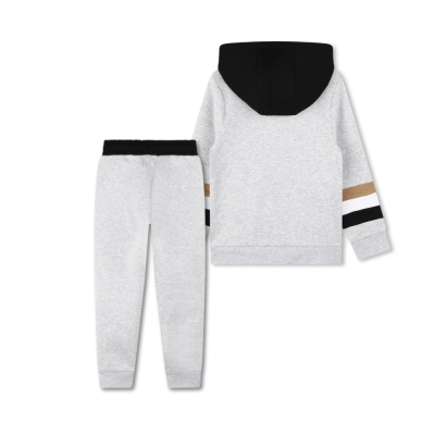 Kids 1Set Hoodie Zipper And Pants Grey Stripe Multicolor