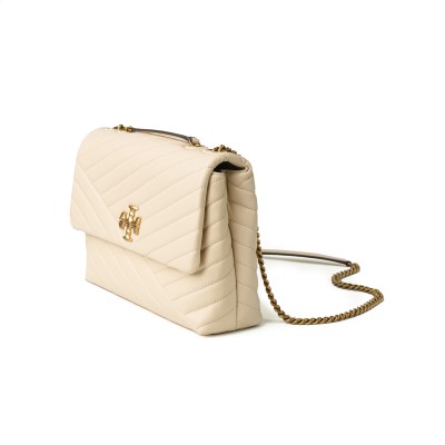 Kira Chevron Medium Convertible Shoulder Bag New Cream