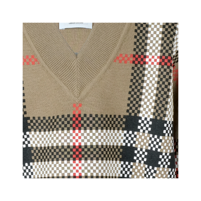 Kids Check Wool Sweater Archive Beige