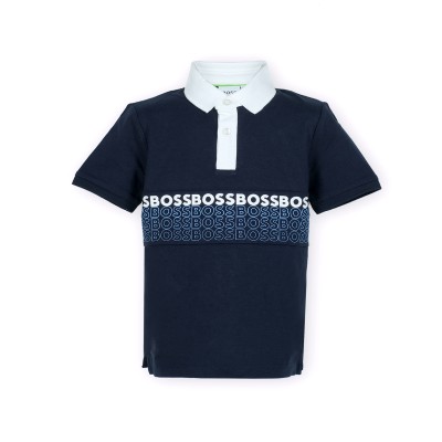 Kids Polo Pavel Navy Logo White Blue