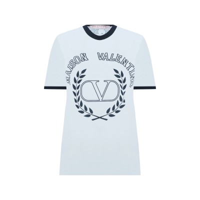 Tshirt Vlogo Print White Navy