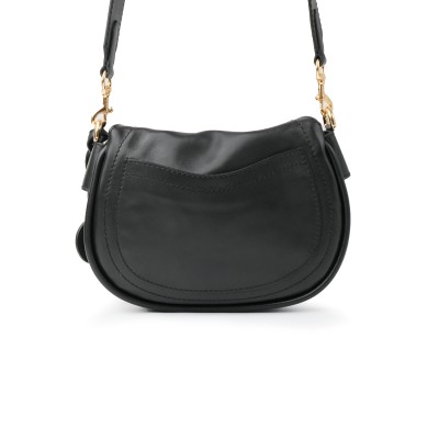 Teddy Lock Leather Medium Hobo Bag Black