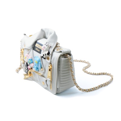 Small Animal Patches Biker Bag White