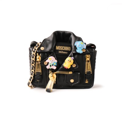 Mini Animal Patches Biker Bag Black