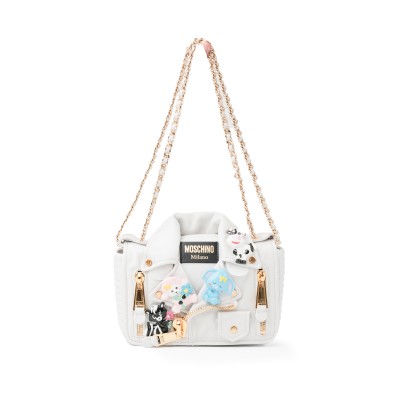 Small Animal Patches Biker Bag White