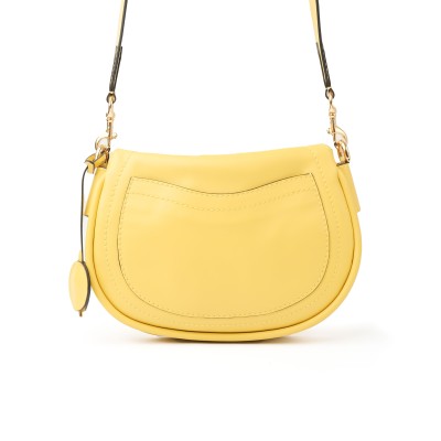 Teddy Lock Leather Medium Hobo Bag Yellow