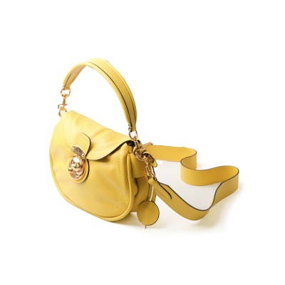 Teddy Lock Leather Medium Hobo Bag Yellow