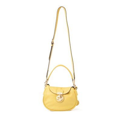 Teddy Lock Leather Medium Hobo Bag Yellow