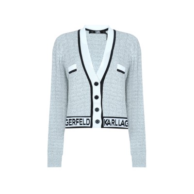 Cardigan Cropped Boucle White Black