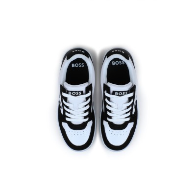 Kids Sneakers White Black Logo Black