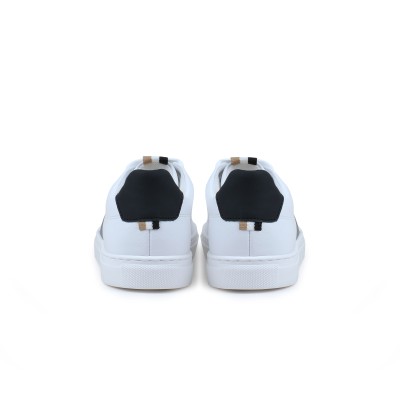 Kids Leather Sneakers With Monogram Logo White