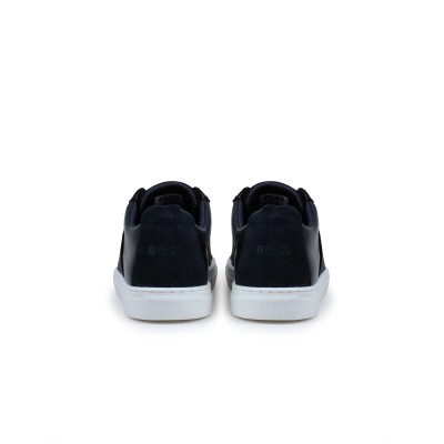 Kids Low Top Sneakers With Elastic Logo Navy