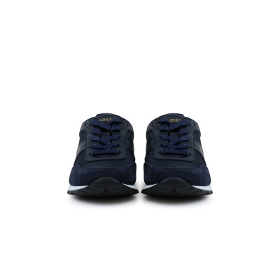 Kids Lace Up Sneakers Navy With Logo Gold