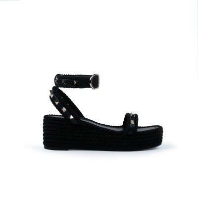 Rockstud Flatform Sandal 4.5cm Black