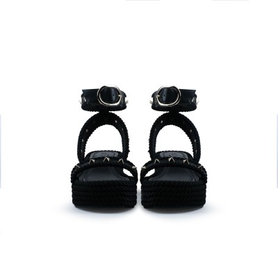 Rockstud Flatform Sandal 4.5cm Black