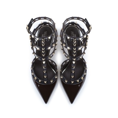 Rockstud Kitten Heels 6.5 cm PVC Ebano/Dark Brown Patent