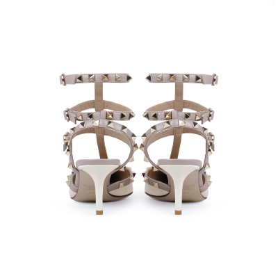 Rockstud Kitten Heels 6cm Ivory Patent