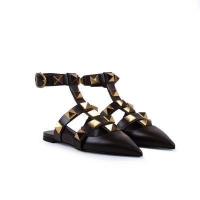 Roman Stud Caged Flat Mules Fondant