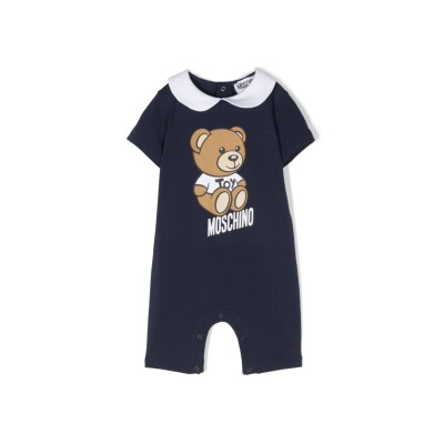 Baby Onesie Teddy Bear Logo Navy