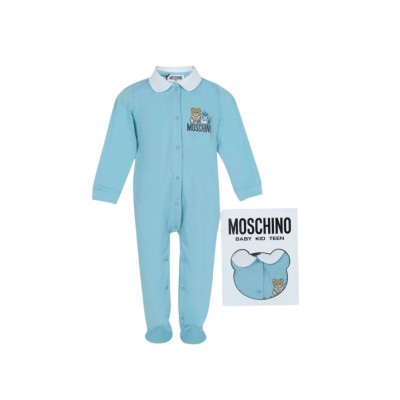 Baby 1Set Onesie Ocean Teddy Bear Light Blue Hat And Bib Co-ord