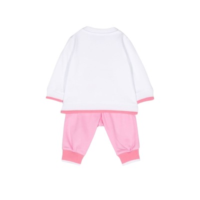 Baby Sweatshirt Teddy Bear Summer Cotton White Multicolor And Pants Pink