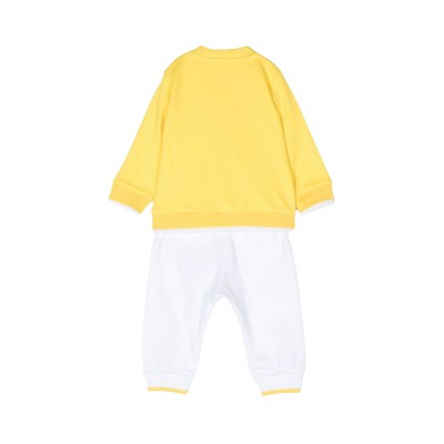 Baby Sweatshirt Teddy Bear Summer Cotton Yellow Multicolor And Pants White